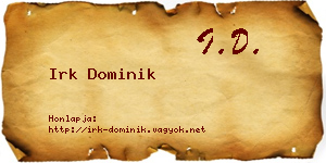 Irk Dominik névjegykártya